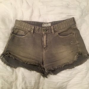 free people green jean shorts
